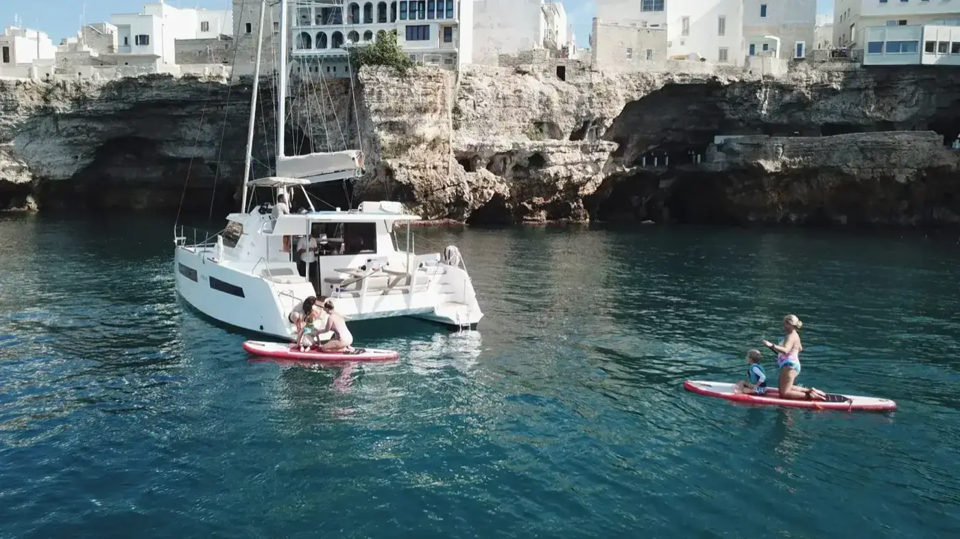 Aventura 34 catamaran at Cala Ponte marina