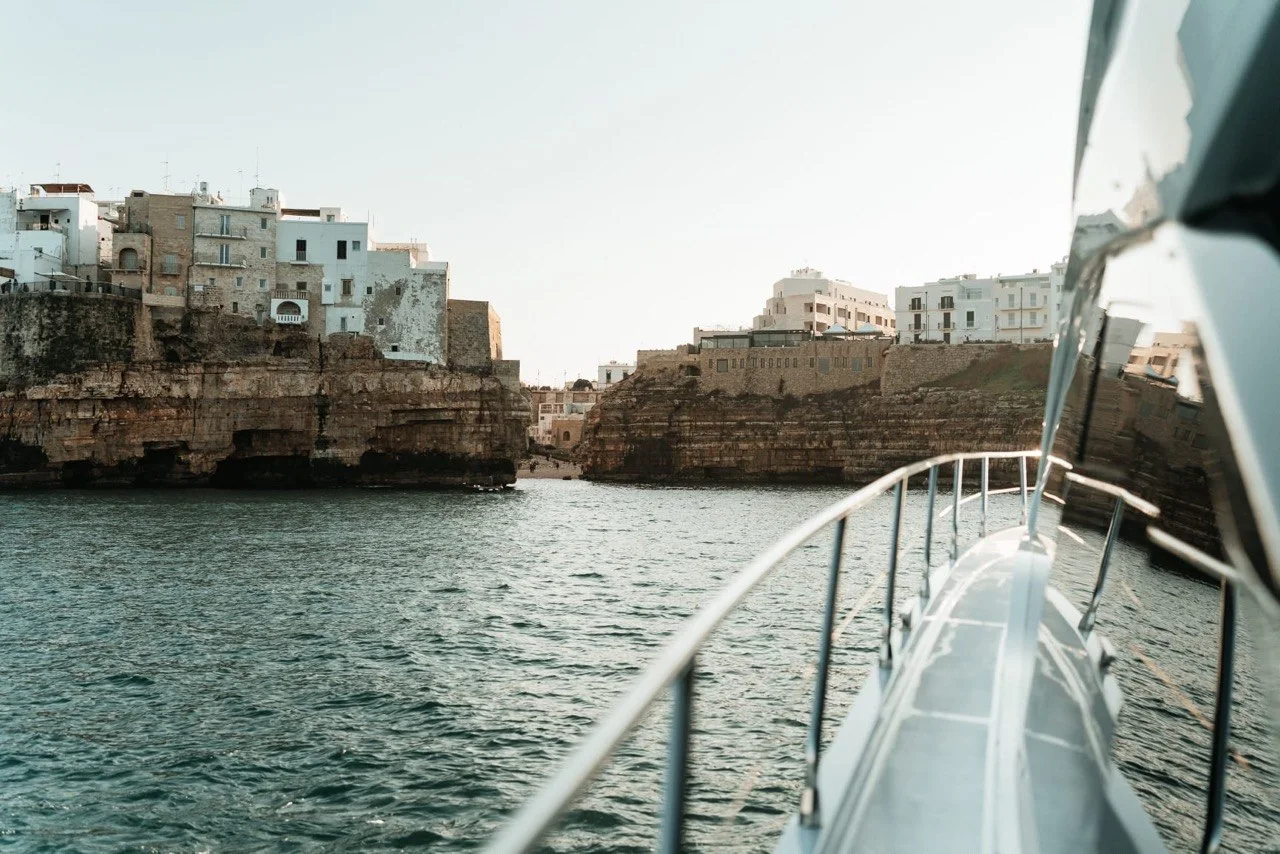 View from the Azimut 53 Fly deck toward Polignano a Mare