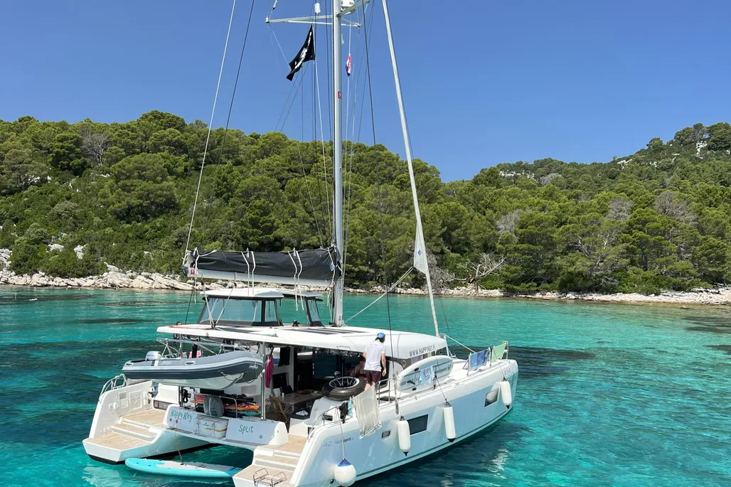 Lagoon 42 catamaran under sail