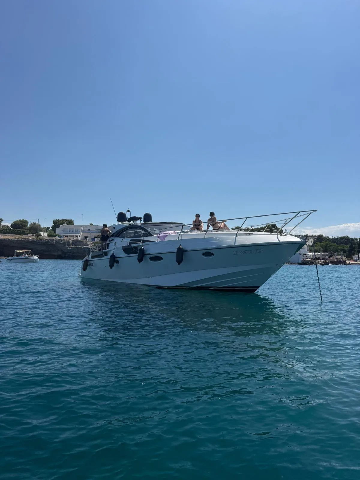 Rizzardi 45 Incredible at anchor along the Polignano a Mare coastline