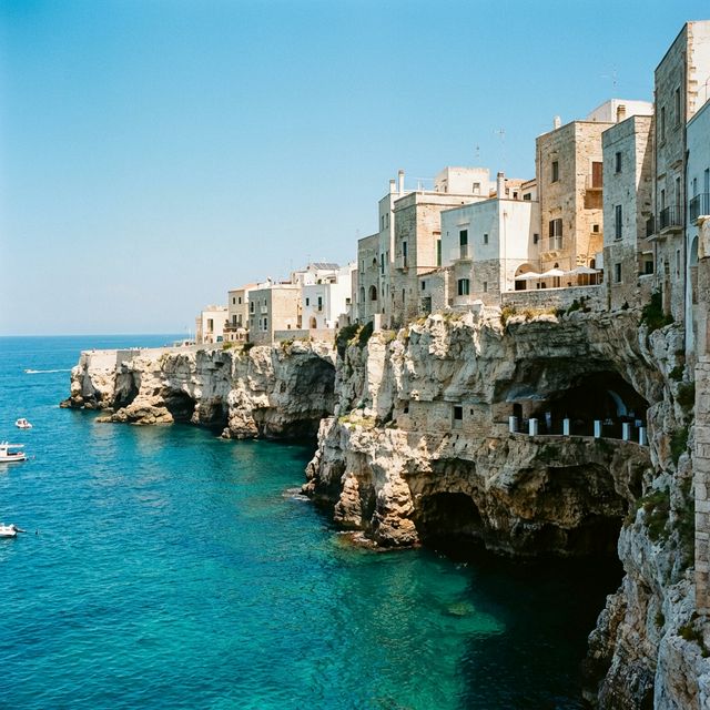 Polignano a Mare cliffs from the sea